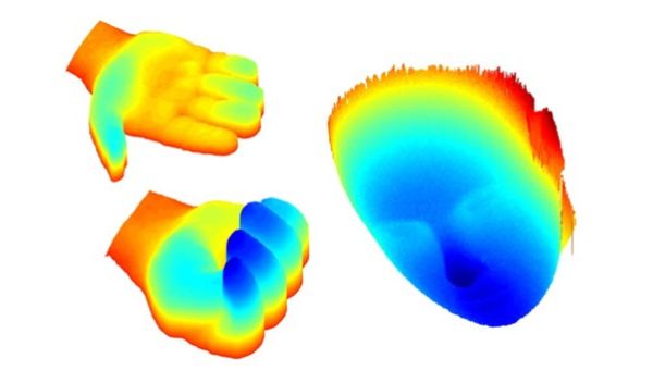 LIDAR millimeter-scale features on hands and a human face