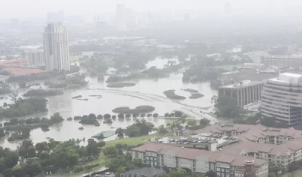 Aerial view of post-Harvey flooding in Houston.
