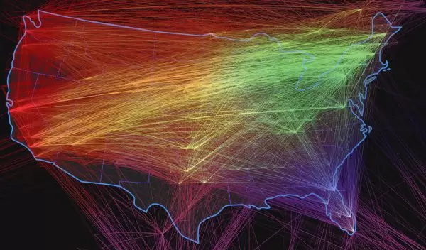 Map showing U.S. Internet connections