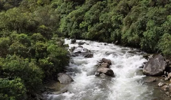 Photo of the Rio Santa Maria, a tributary of the Oyacachi River in Ecuador, after heavy rains.