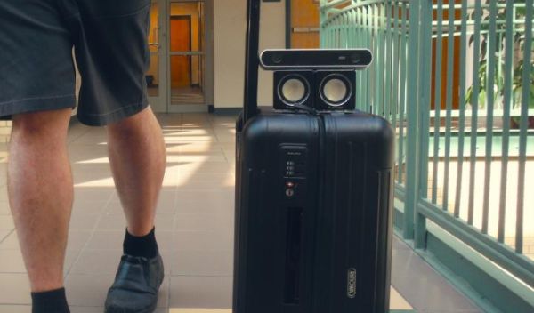 a smart suitcase that warns blind users of impending collisions