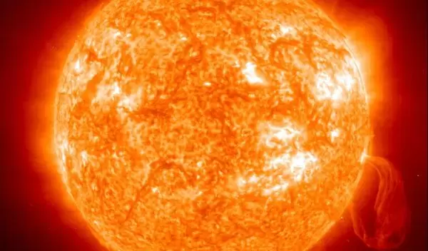 Photo of the Sun taken by the SOHO spacecraft.