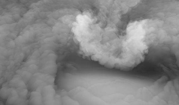 A 3D rendering of the simulation experiment of the side or lee of the overshooting top of a supercell.â¯