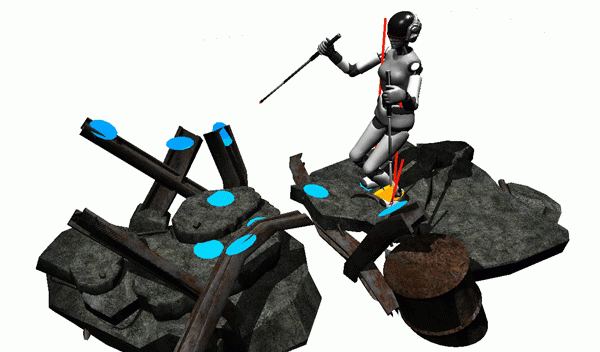 animation of a humanoid robot walking