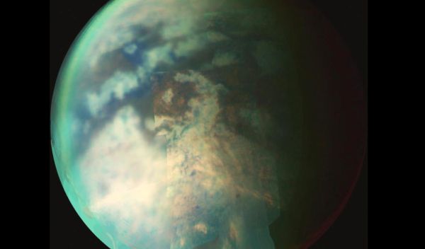 a composite visible/infrared view of Titan.