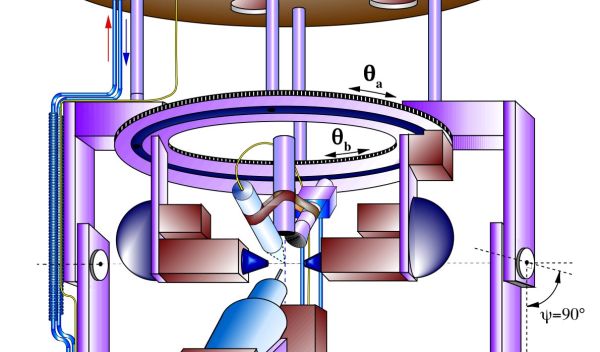 Illustration of the inside of the vacum chamber showing the spectrometer.