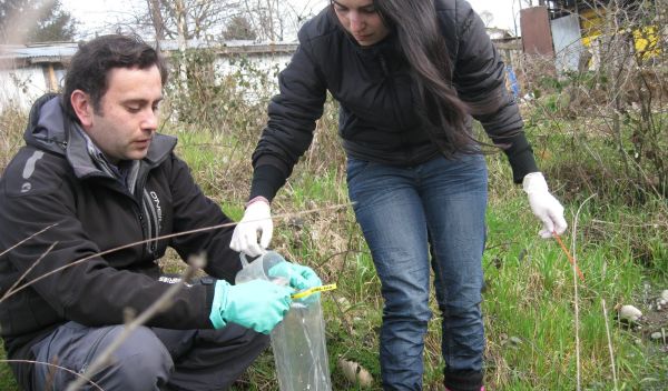 Researchers with water samples
