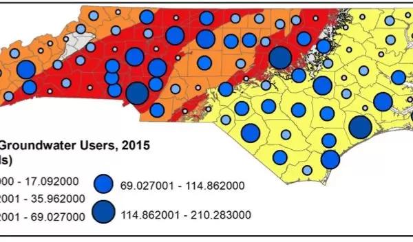 areas of the state with the largest number of groundwater users