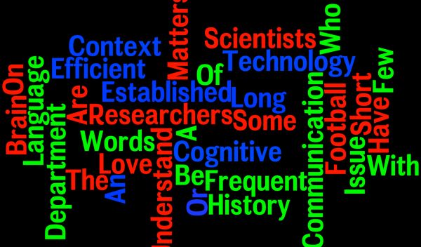 Horizontal and vertical words in red, blue and green.