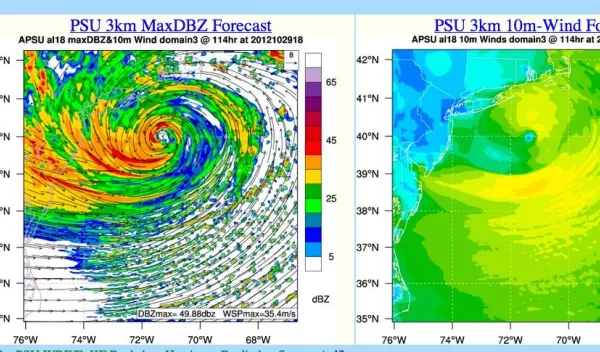 snapshot from the Penn State University real-time hurricane analysis