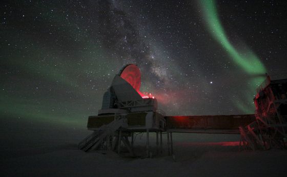 NSF's South Pole Telescope, at Amundsen-Scott South Pole Station, a key to discovering the relaxed galaxy cluster.