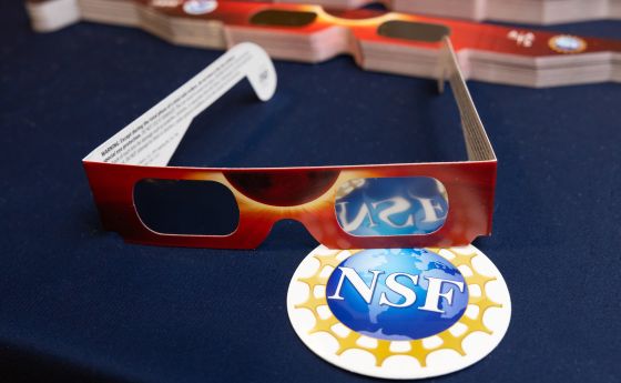 Eclipse information table at the New Mexico Museum of Natural History and Science