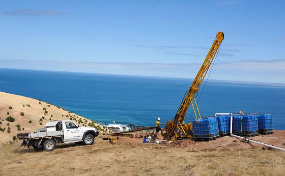 white truck by the EBS and adjacent strata on Kangaroo Island