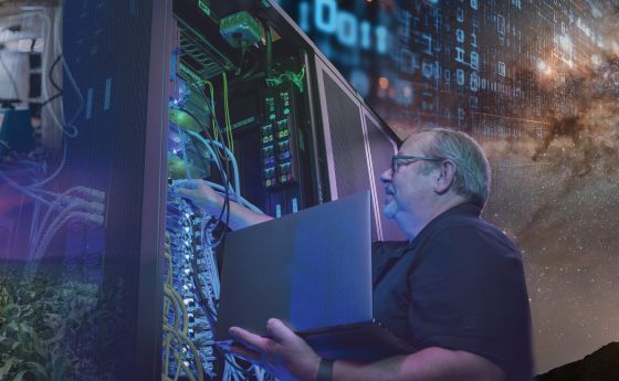 Graphic depicting themes and elements related to supercomputers