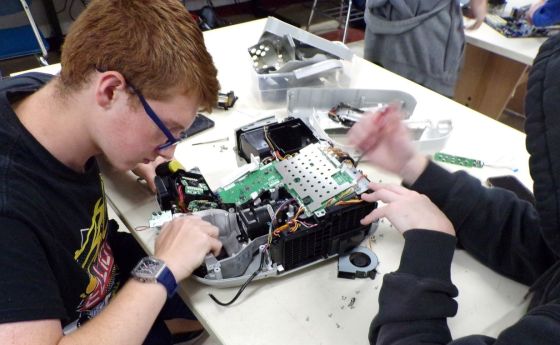 High school students work on reverse engineering