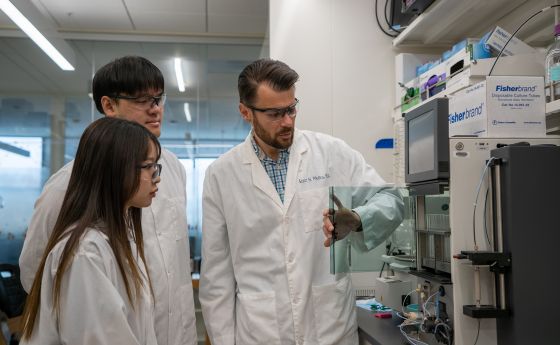 research team in a white lab coat