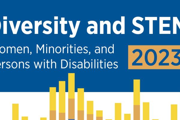 blue and yellow banner with text Diversity and STEM: Women, Minorities, and persons with disabilities 2023