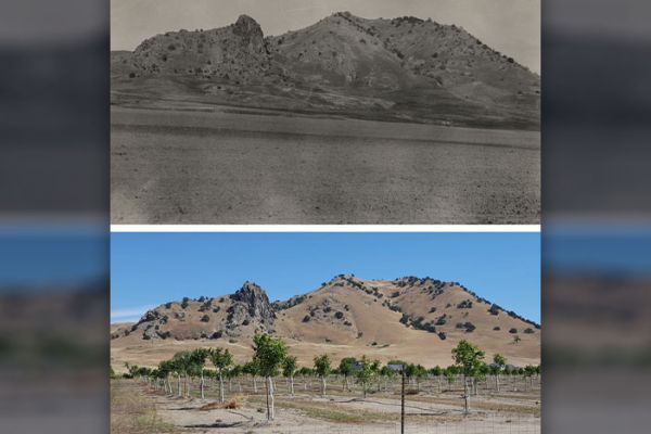 Photos of Sutter Buttes (Sutter County) showing the change in land use from 1931 to 2016.