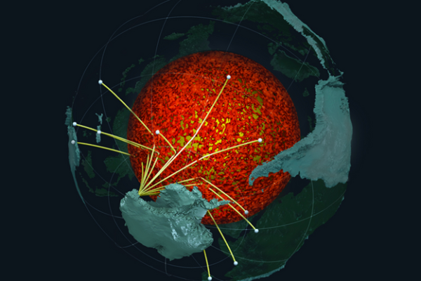 Seismic waves from earthquakes in the Southern Hemisphere are recorded by sensors in Antarctica.