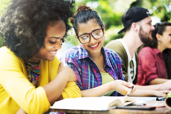 Diverse Group People Studying