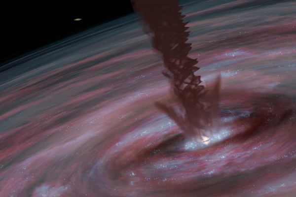 Supermassive Black Hole Appears to Grow Like a Baby Star