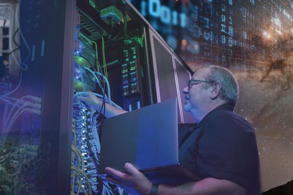 Graphic depicting themes and elements related to supercomputers